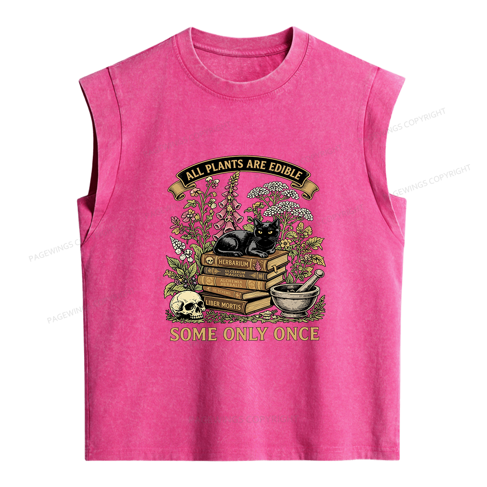 Pagewings  All Plants Are Edible Some Only Once Women's Washed Tank Top