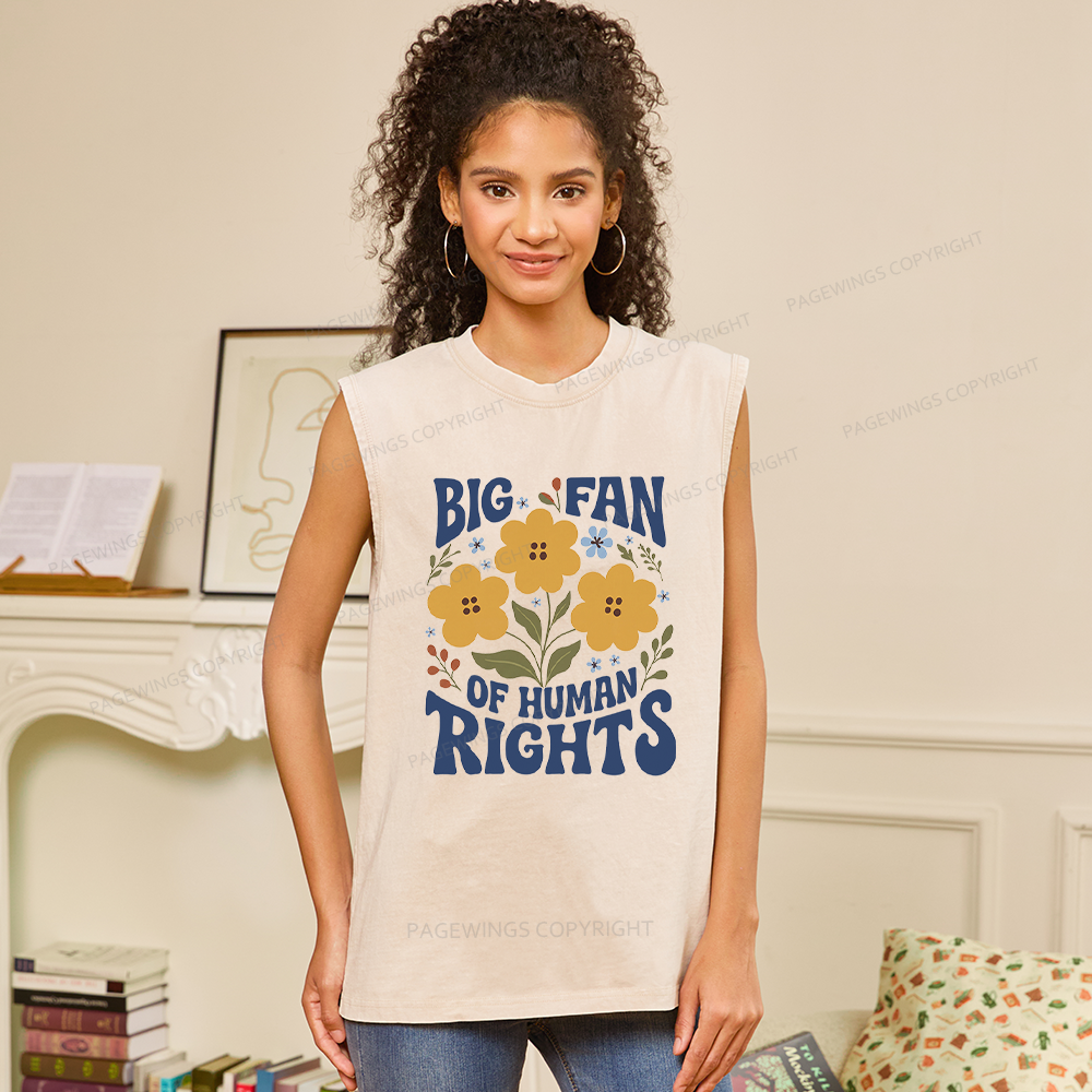 Pagewings Big Fan of Human Rights Unisex Washed Tank Top