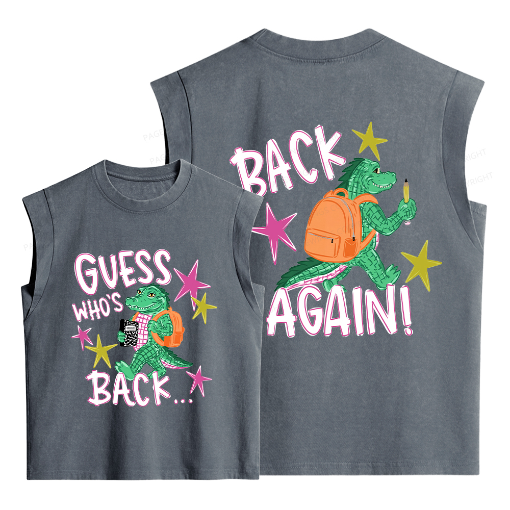 Pagewing Guess Who's Back Teacher Bookish Women's Washed Tank Top