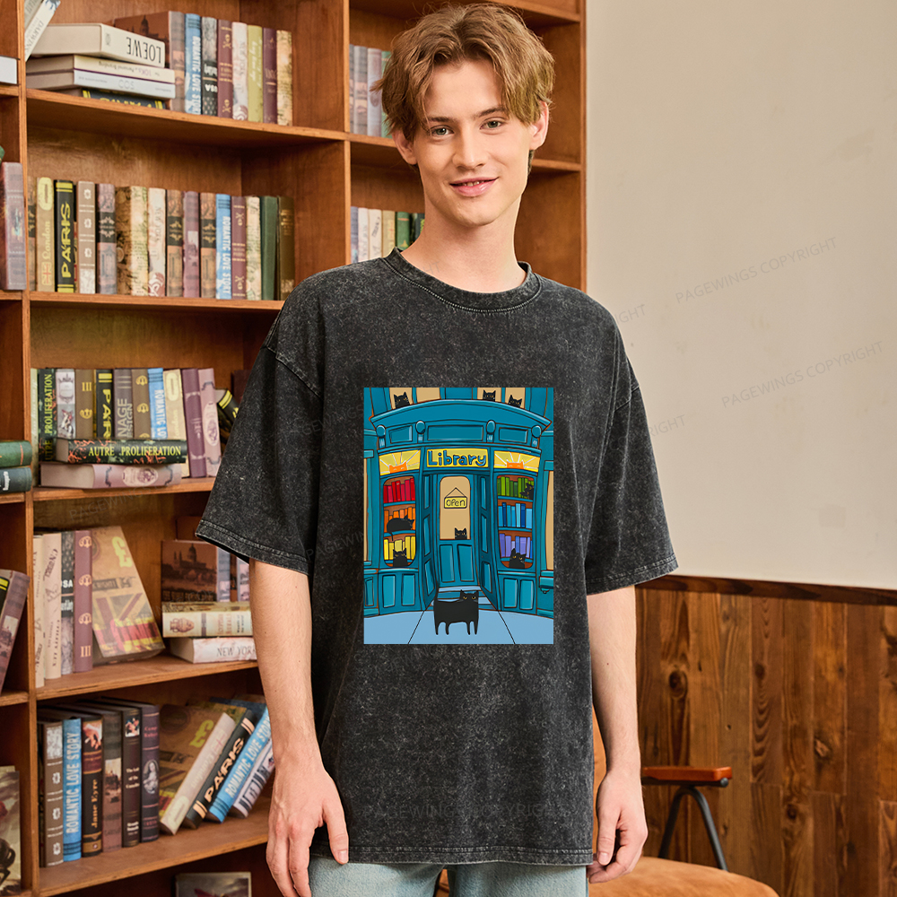 Pagewings Library Unisex Washed T-shirt
