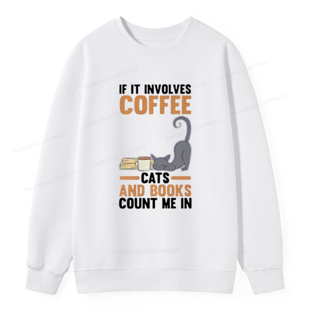 Pagewings Cats Reading Books Coffee T Shirts Unisex Classic Sweatshirt
