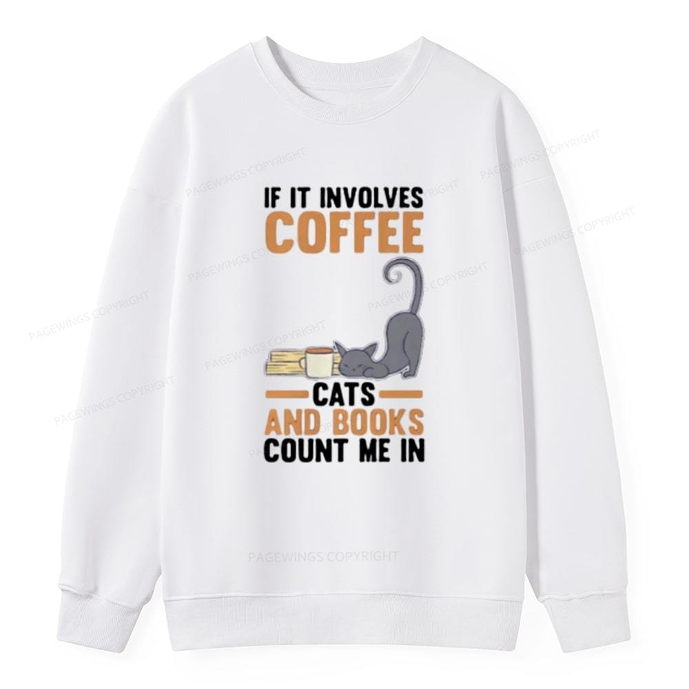 Pagewings Cats Reading Books Coffee T Shirts Unisex Classic Sweatshirt