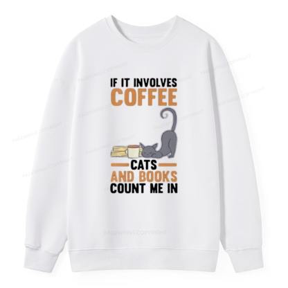 Pagewings Cats Reading Books Coffee T Shirts Unisex Classic Sweatshirt