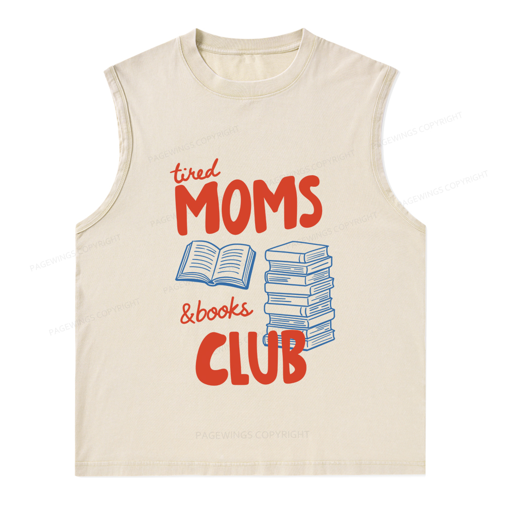 Pagewings Tired Moms Books Club Unisex Washed Tank Top