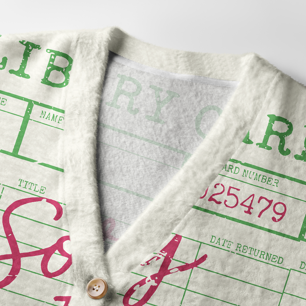 Pagewings Dlibrary Card Light Knit Unisex Cardigan Sweaters