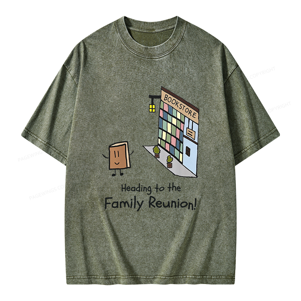 Pagewings Funny Bookstore Family Unisex Washed T-shirt