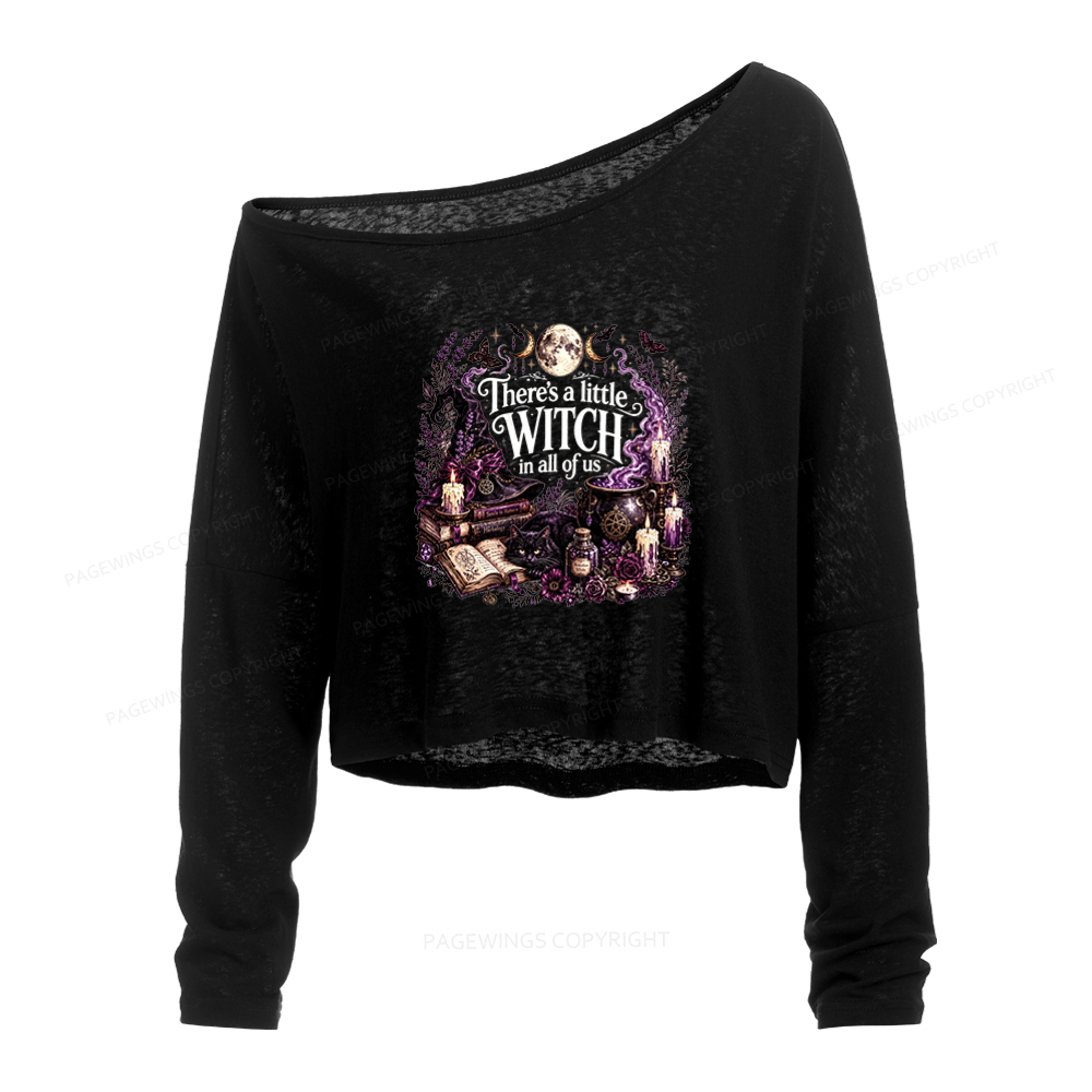 Pagewings Mystical Witchy Slouchy Long Sleeve Off Shoulder T-shirt