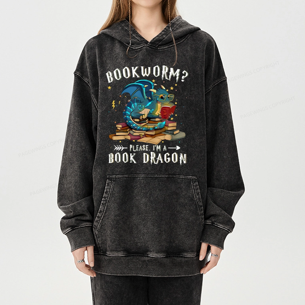 Pagewings Dragon Book Unisex Washed Hoodie
