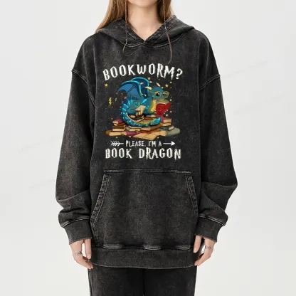 Pagewings Dragon Book Unisex Washed Hoodie