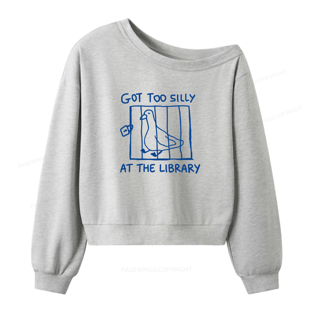 Pagewings Got Too Silly At The Library Women Off Shoulder Sweatshirt
