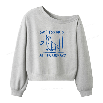Pagewings Got Too Silly At The Library Women Off Shoulder Sweatshirt