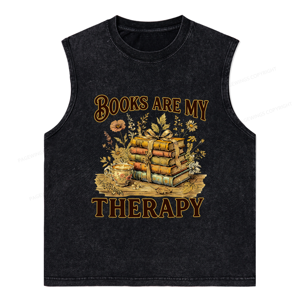 Pagewings Books Are My Therapy Unisex Washed Tank Top