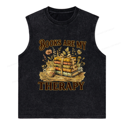 Pagewings Books Are My Therapy Unisex Washed Tank Top