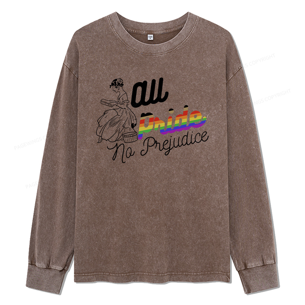 Pagewings All Pride No Prejudice Unisex Washed Long Sleeve T-shirt