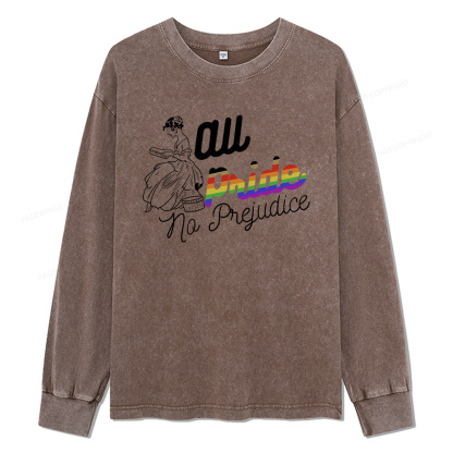 Pagewings All Pride No Prejudice Unisex Washed Long Sleeve T-shirt