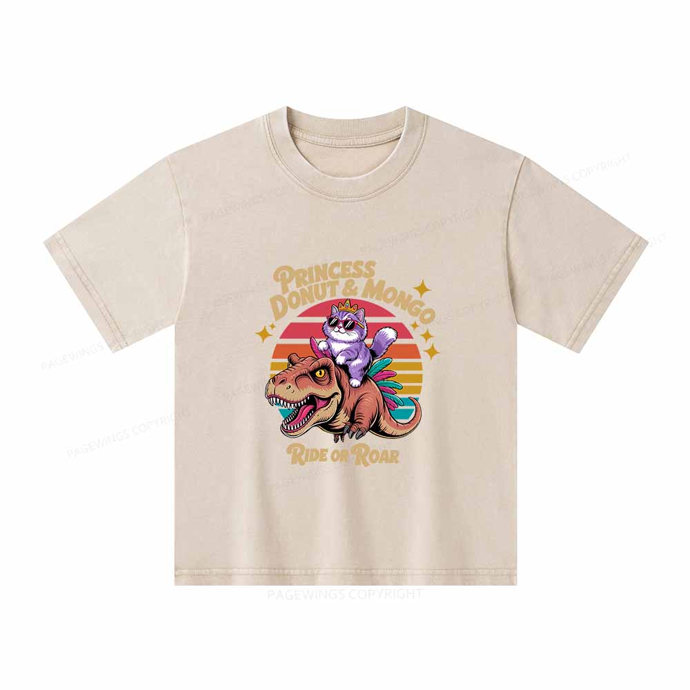 Pagewings Princess Donut & Mongo Unisex Kids Washed T-shirt