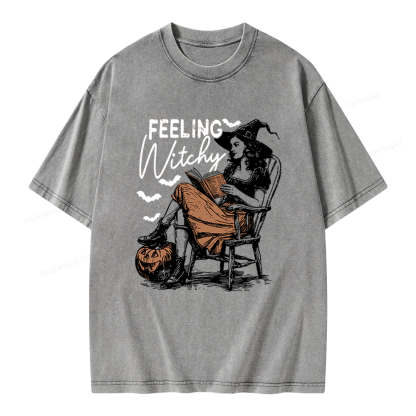 Pagewings Feeling Witchy Unisex Washed T-shirt