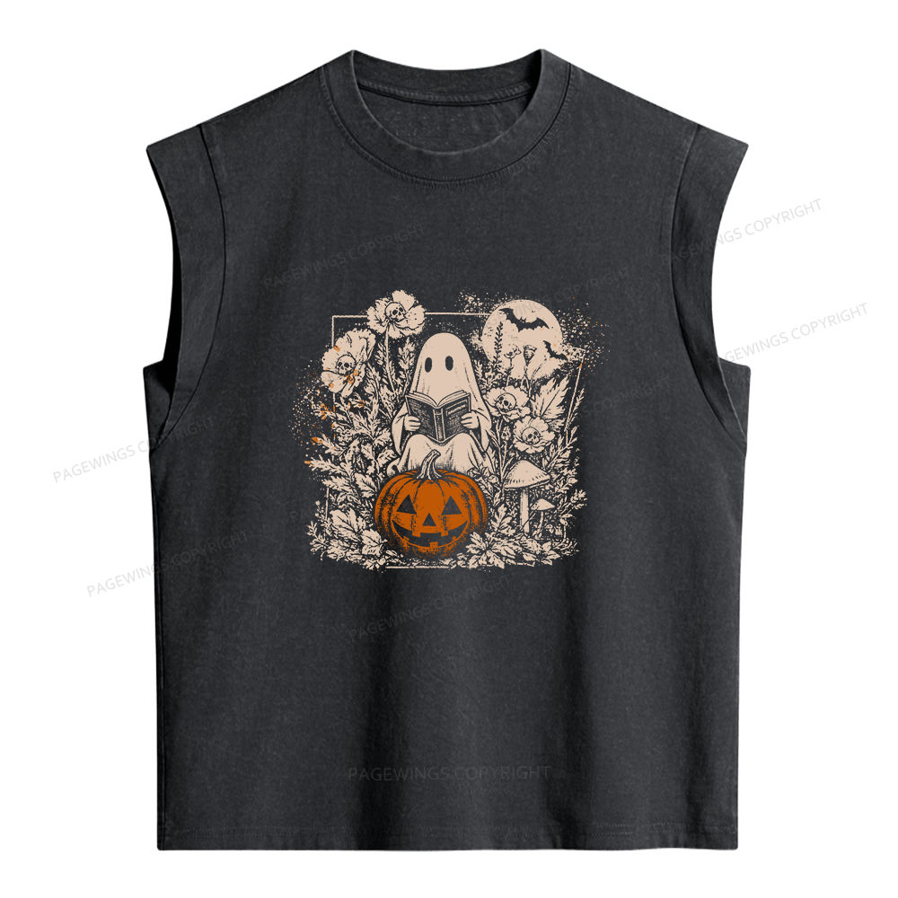 Pagewings Halloween Fall Ghost Women's Washed Tank Top