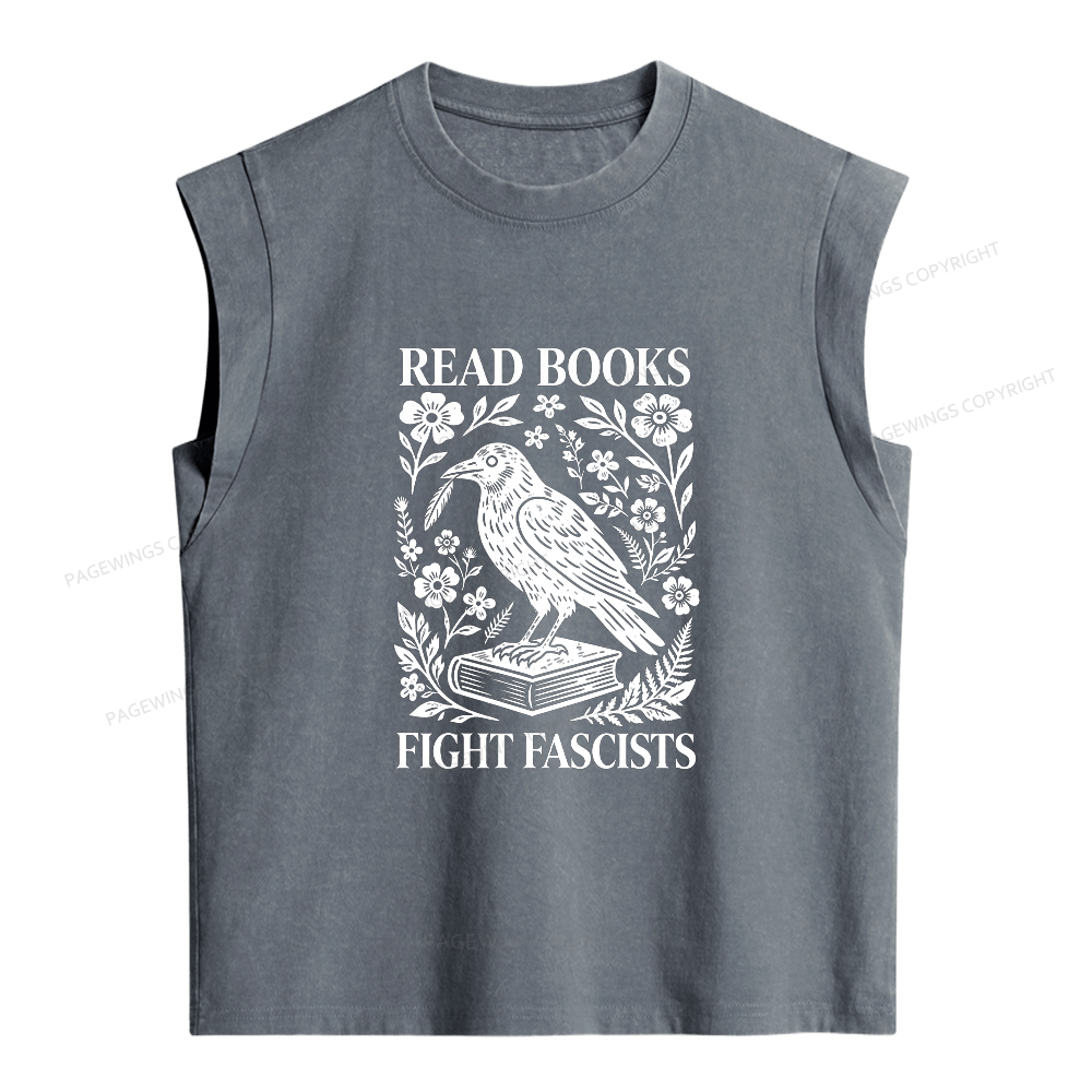Pagewings Read Books Fight Fascists Women's Washed Tank Top