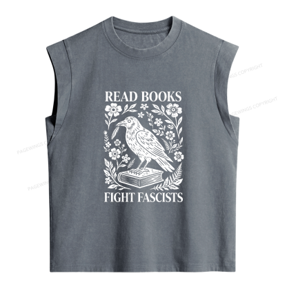 Pagewings Read Books Fight Fascists Women's Washed Tank Top