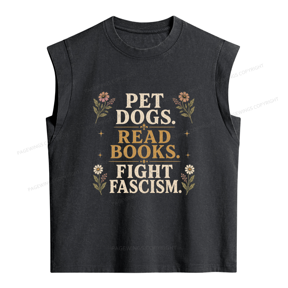 Pagewings Fascism Book Lover Women's Washed Tank Top
