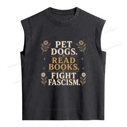 Pagewings Fascism Book Lover Women's Washed Tank Top