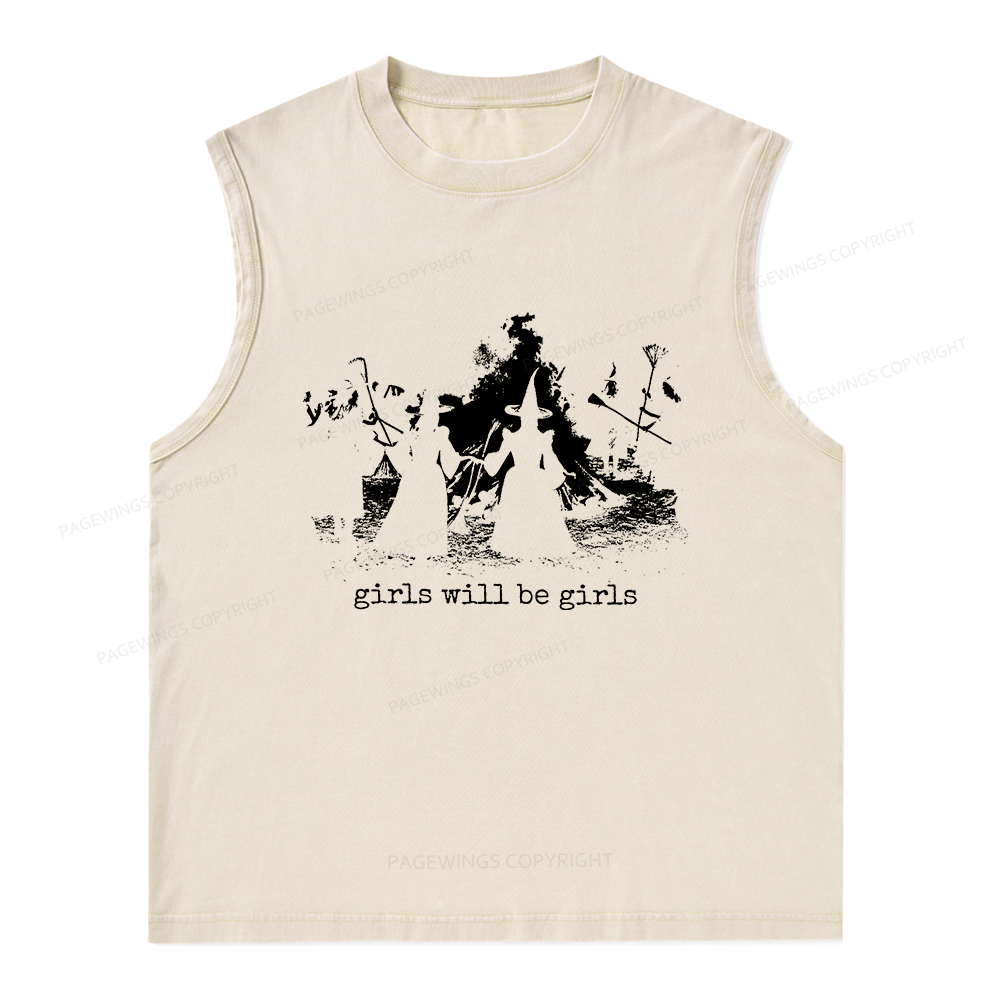 Pagewings Girls Will Be Girls Unisex Washed Tank Top