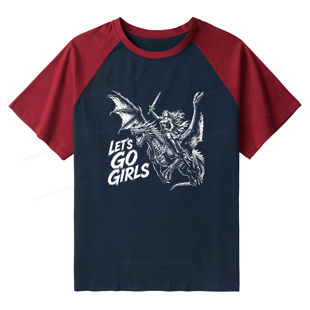 Pagewings Woman Dragon Rider Raglan T-shirt