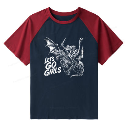 Pagewings Woman Dragon Rider Raglan T-shirt