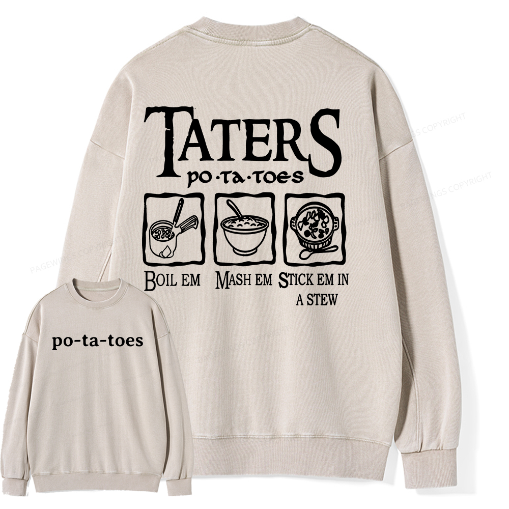 Pagewings Middle Earth Potato Unisex Washed Sweatshirt