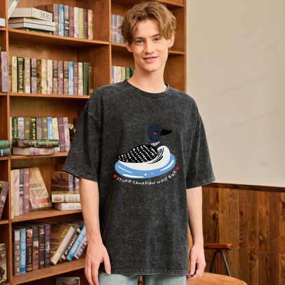 Pagewings Stupid Canadian Wolf Bird Unisex Washed T-shirt