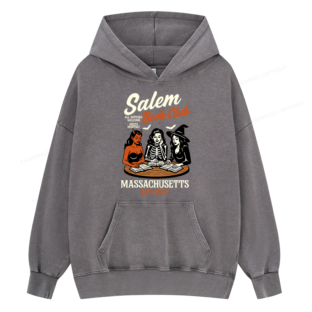 Pagewings Salem Book Club Unisex Washed Hoodie