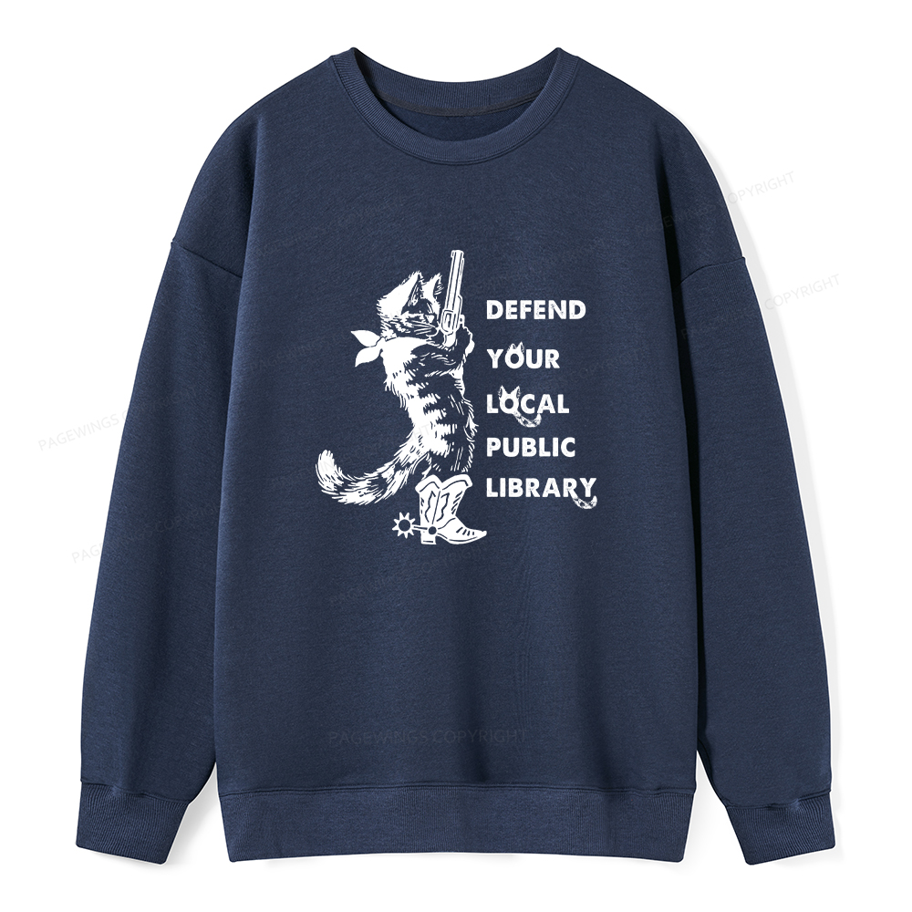 Pagewings Cat Defend Your Local Public Library Unisex Classic Sweatshirt