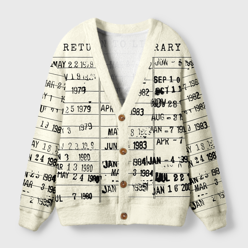 Pagewings Library Card Light Knit Unisex Cardigan Sweaters