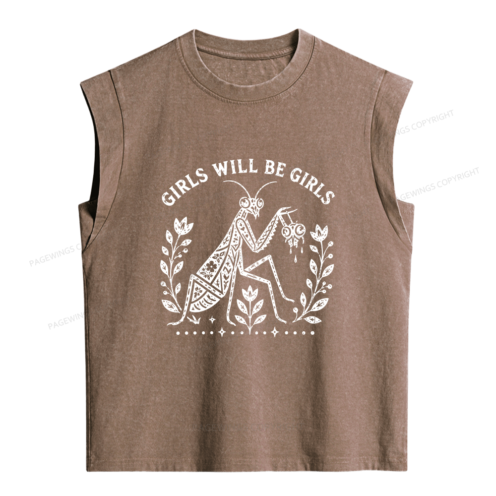 Pagewings Girls Will Be Girls Women's Washed Tank Top