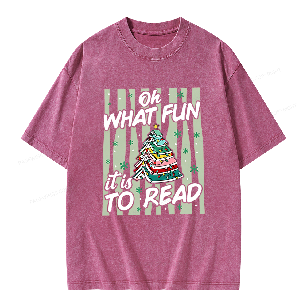 Pagewings Funny Christmas Reading Unisex Washed T-shirt
