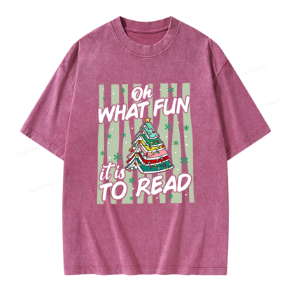 Pagewings Funny Christmas Reading Unisex Washed T-shirt