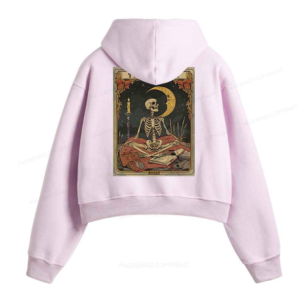 Pagewings The Reader Tarot Card Fleece Zip-Up Hoodie