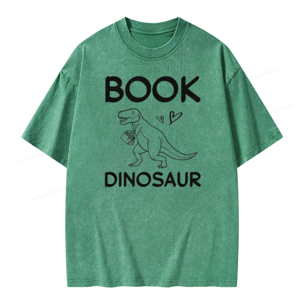 Pagewing Dinosaur Book Lover Unisex Washed T-shirt