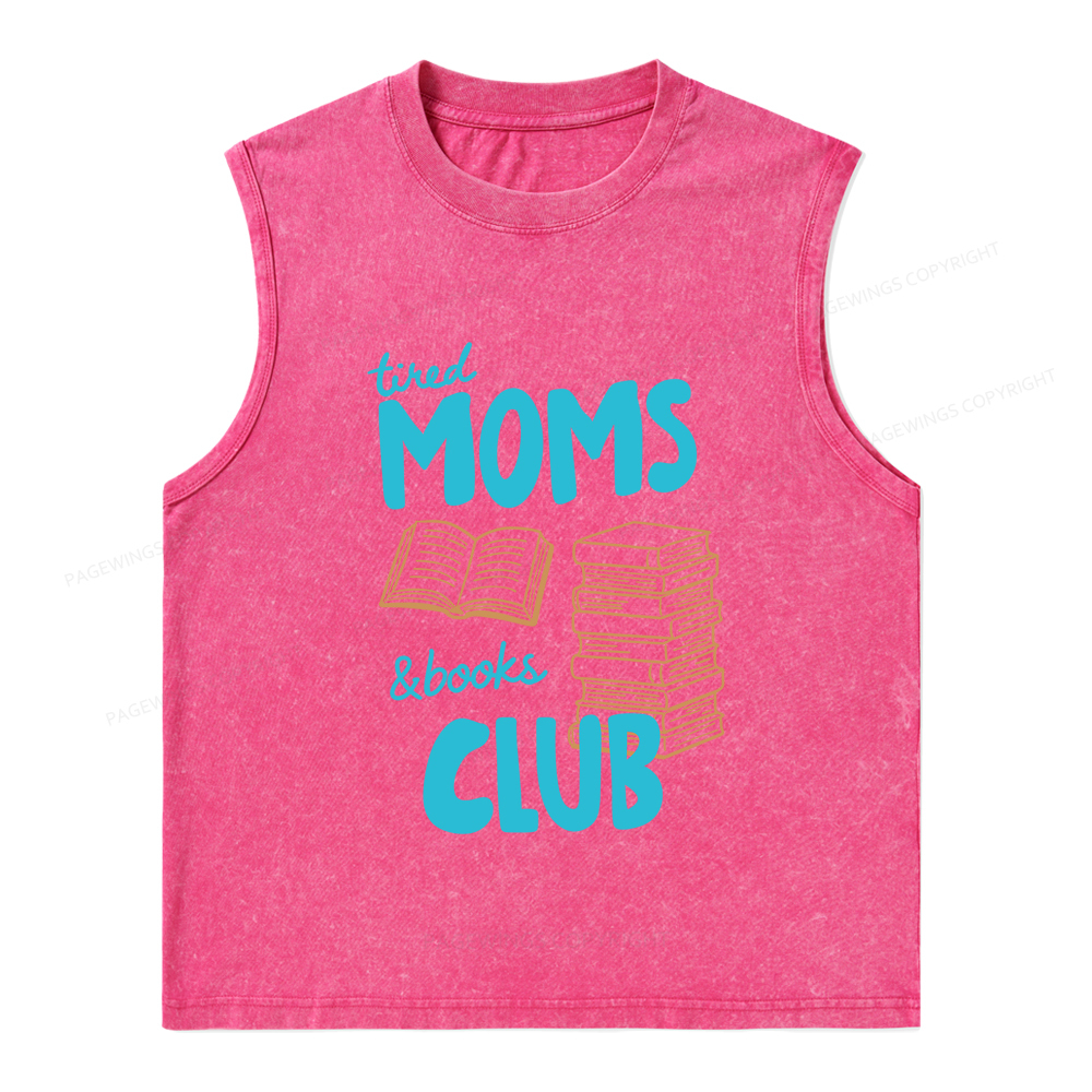 Pagewings Tired Moms Books Club Unisex Washed Tank Top