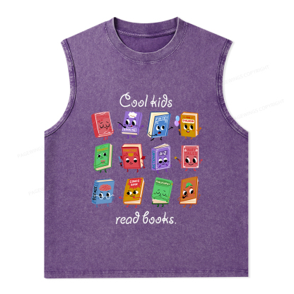 Pagewings Cool Kids Read Books Unisex Washed Tank Top