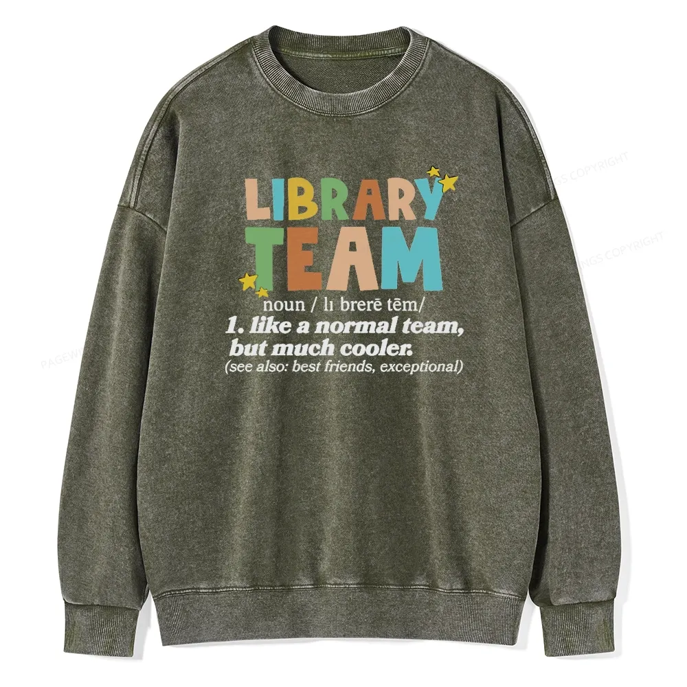 Pagewings Library Team And Library Squad Unisex Washed Sweatshirt