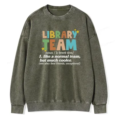 Pagewings Library Team And Library Squad Unisex Washed Sweatshirt