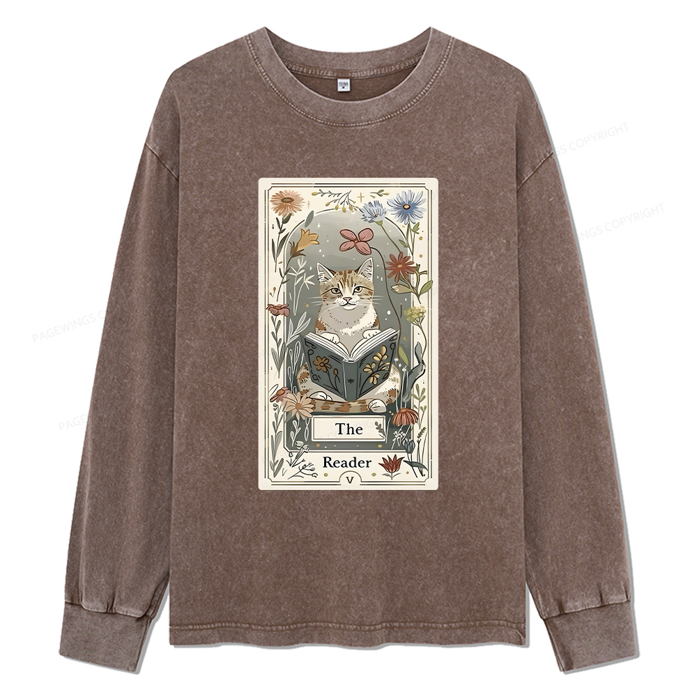 Pagewings The Reader Unisex Washed Long Sleeve T-shirt