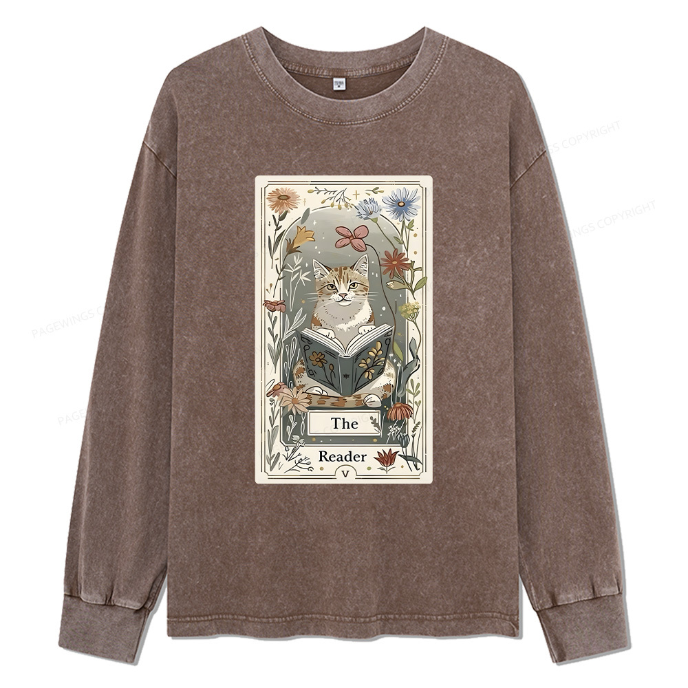 Pagewings The Reader Unisex Washed Long Sleeve T-shirt