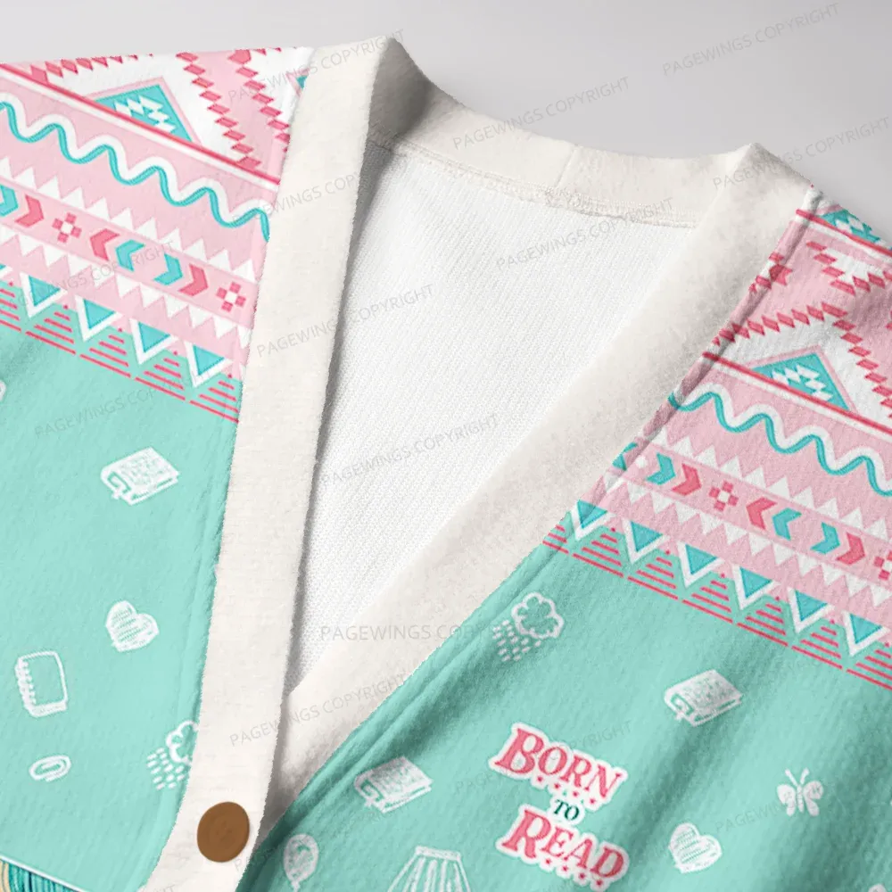 Pagewings Born To Read Forced To Work Unisex Ugly Cardigan Sweaters