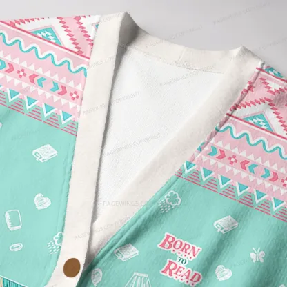 Pagewings Born To Read Forced To Work Unisex Ugly Cardigan Sweaters