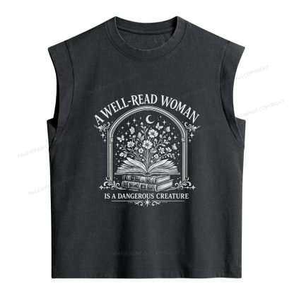 Pagewings A Well Read Woman Is a Dangerous Creature Women's Washed Tank Top