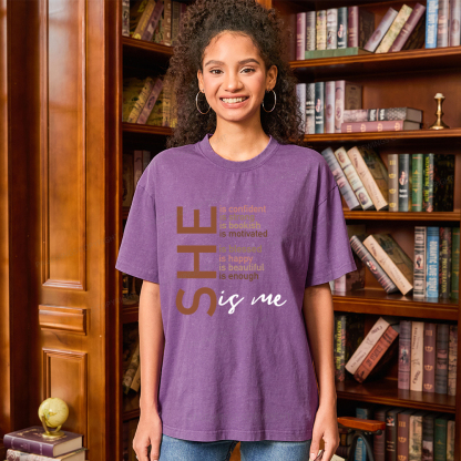 Pagewings Black Women She Is Me Unisex Washed T-shirt