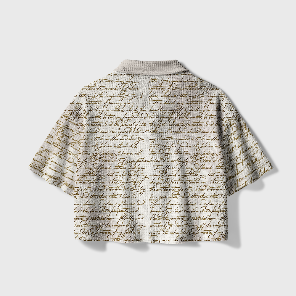 Pagewings One More Chapter Camp Collar Boxy Fit Unisex Crochet Shirt